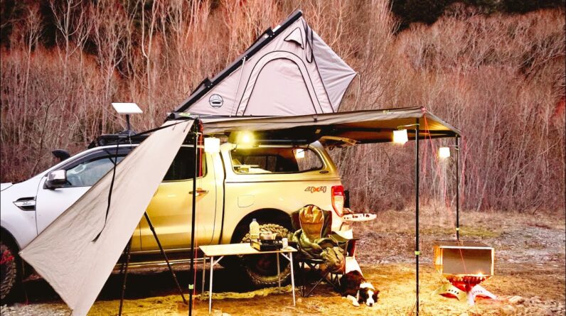 Truck Tent CAMPING with my dog - Freezing Weather