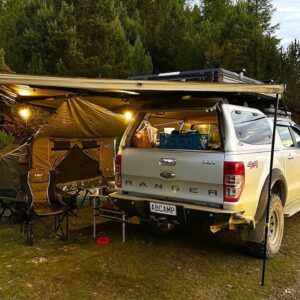 Car Camping on a Mountain - Elevated Tent and Truck Awning