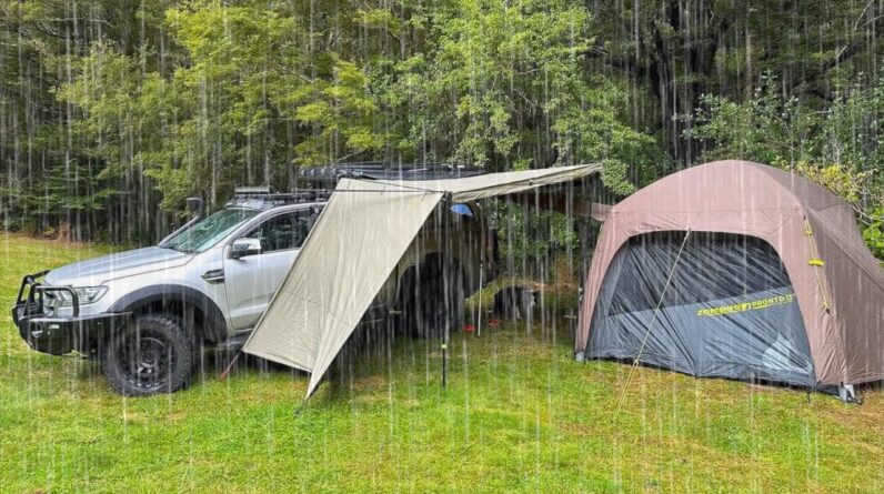 Car Camping in Heavy Rain Storm - Perfect Tent