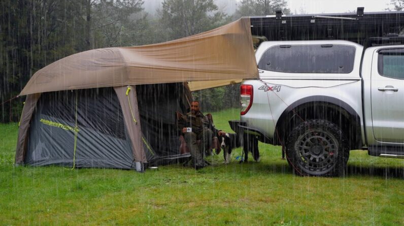 Car Camping in the Rain - Air Tent - Dog - ASMR
