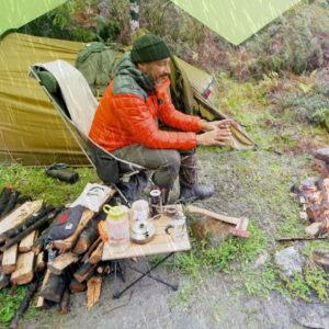 Camping in the RAIN - Tent - Tarp - Fire - Dog